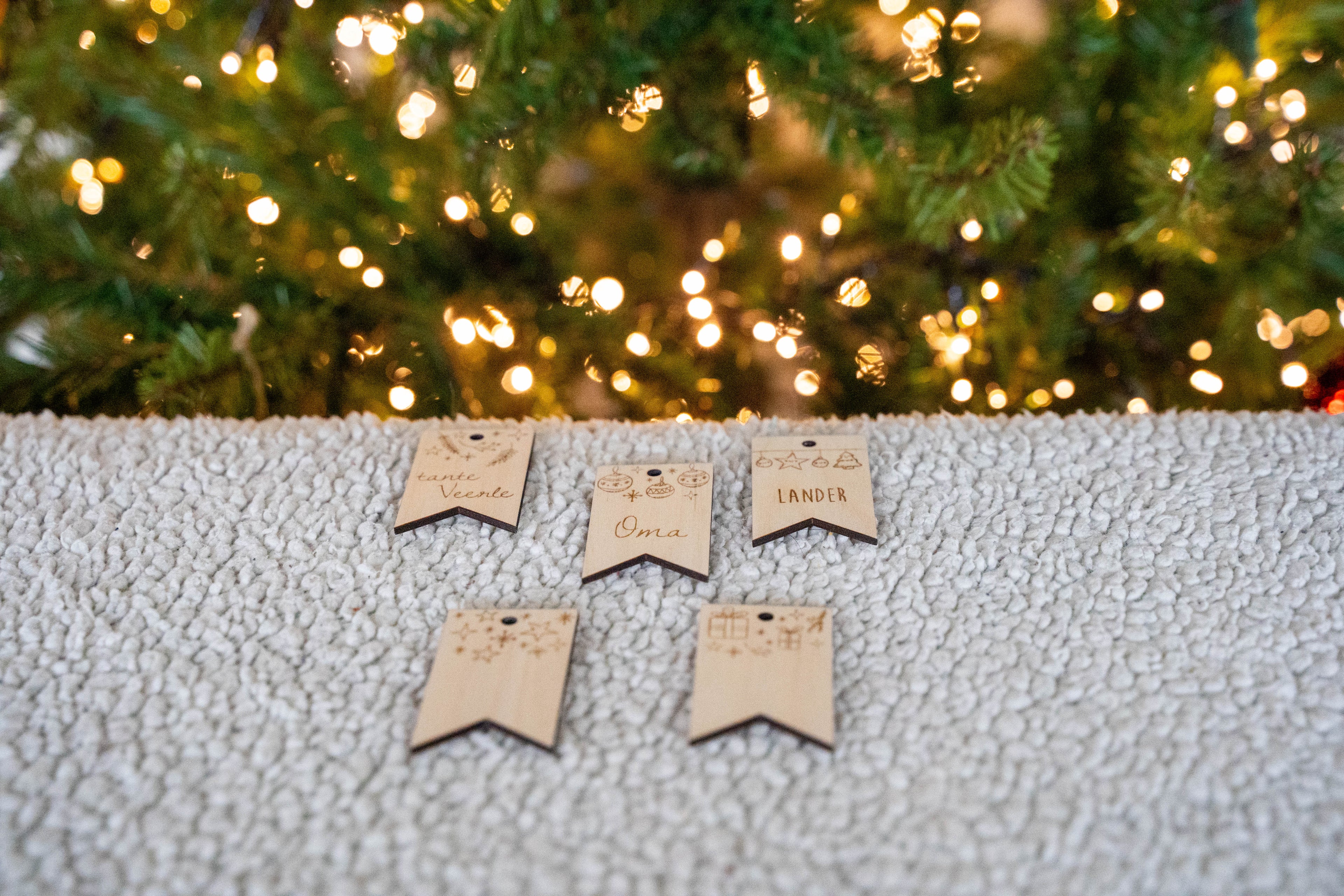 Cadeaulabels hout, set van 5