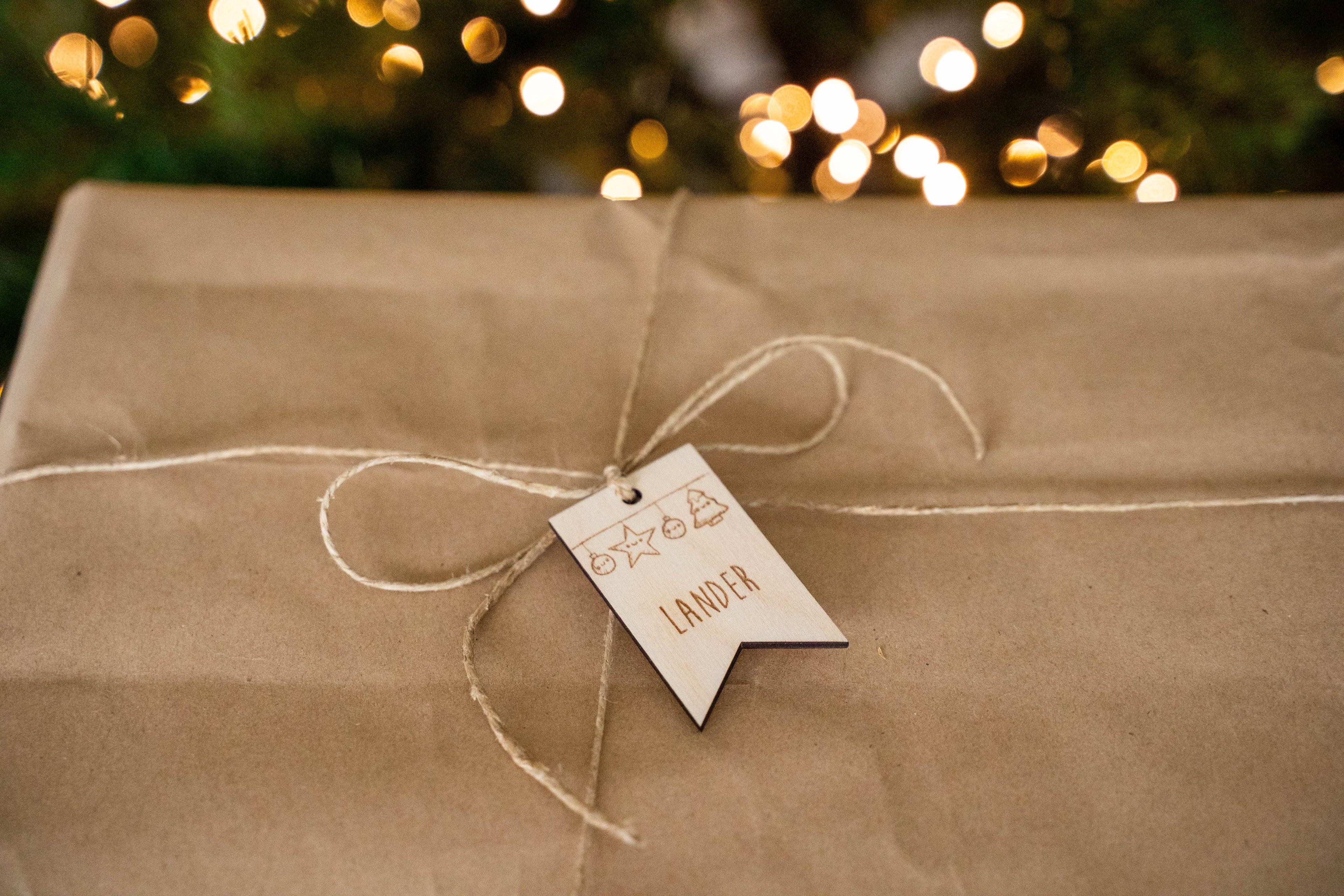 Cadeaulabels hout, set van 5