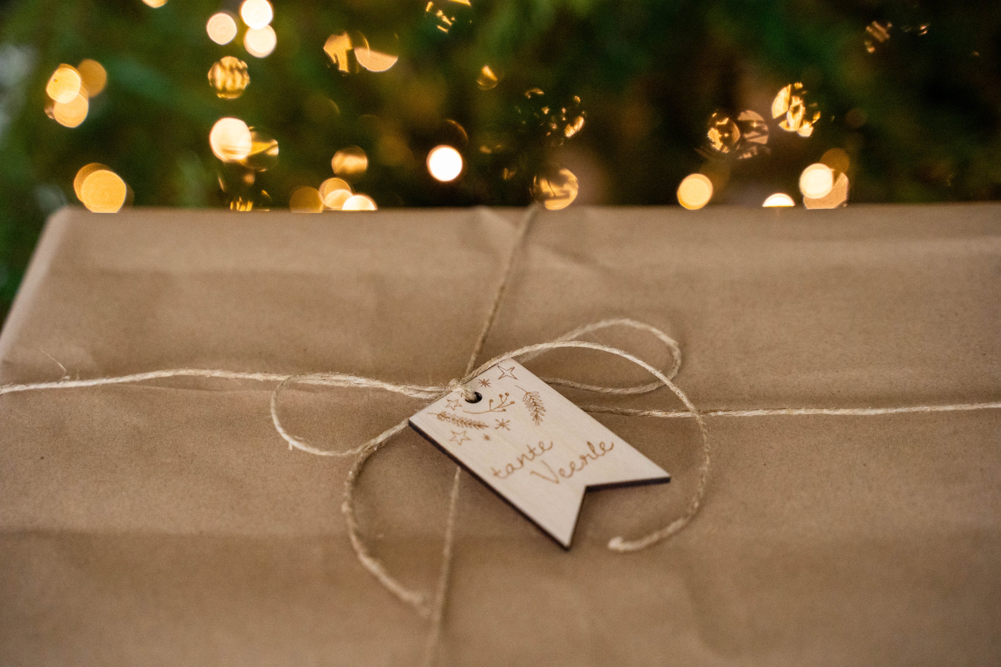 Cadeaulabels hout, set van 5