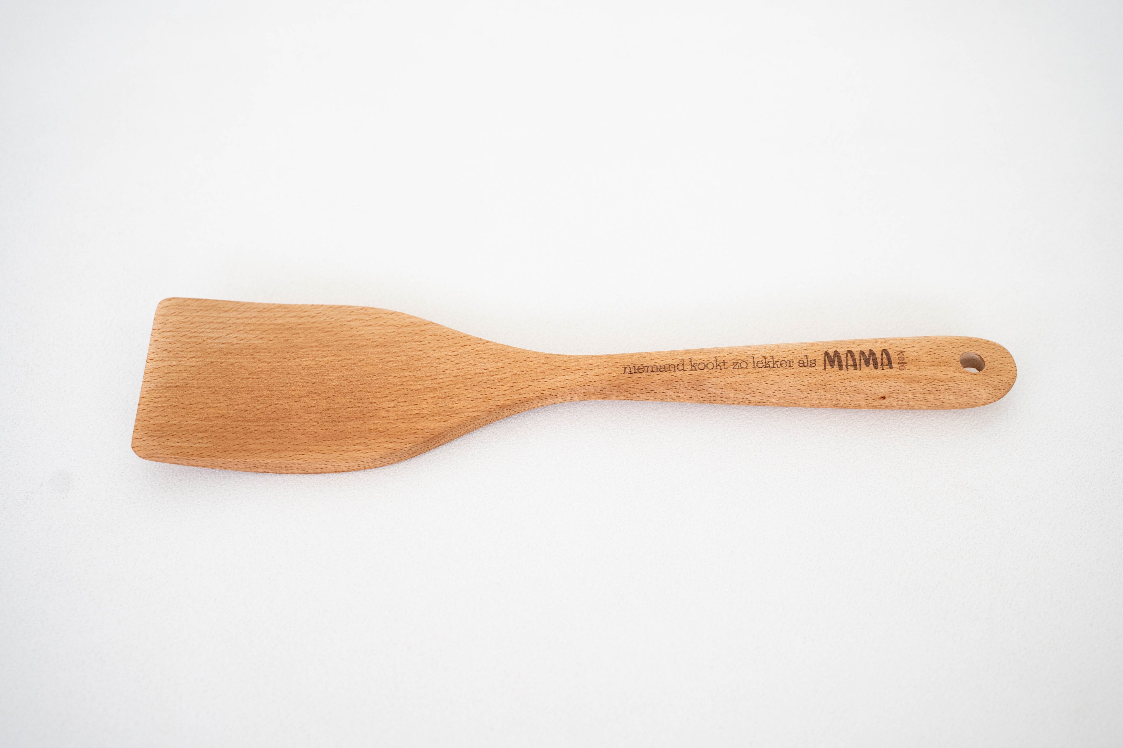 Houten lepel/spatel met gravure