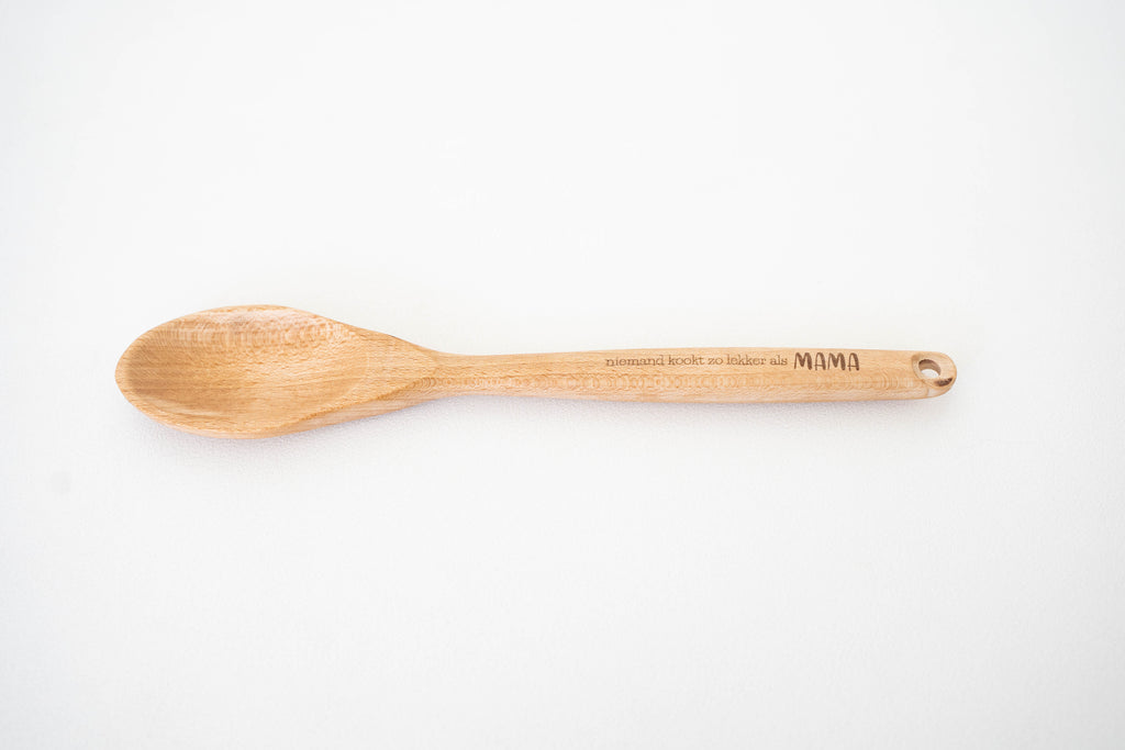 Houten lepel/spatel met gravure