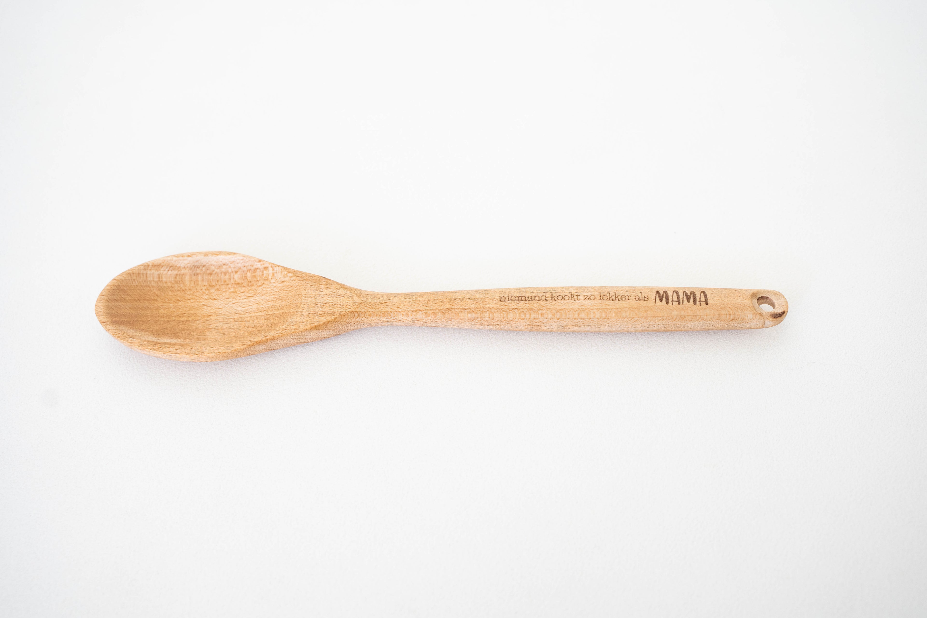 Houten lepel/spatel met gravure