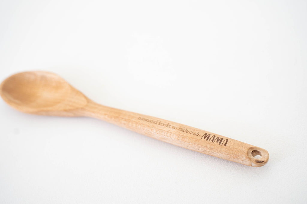 Houten lepel/spatel met gravure