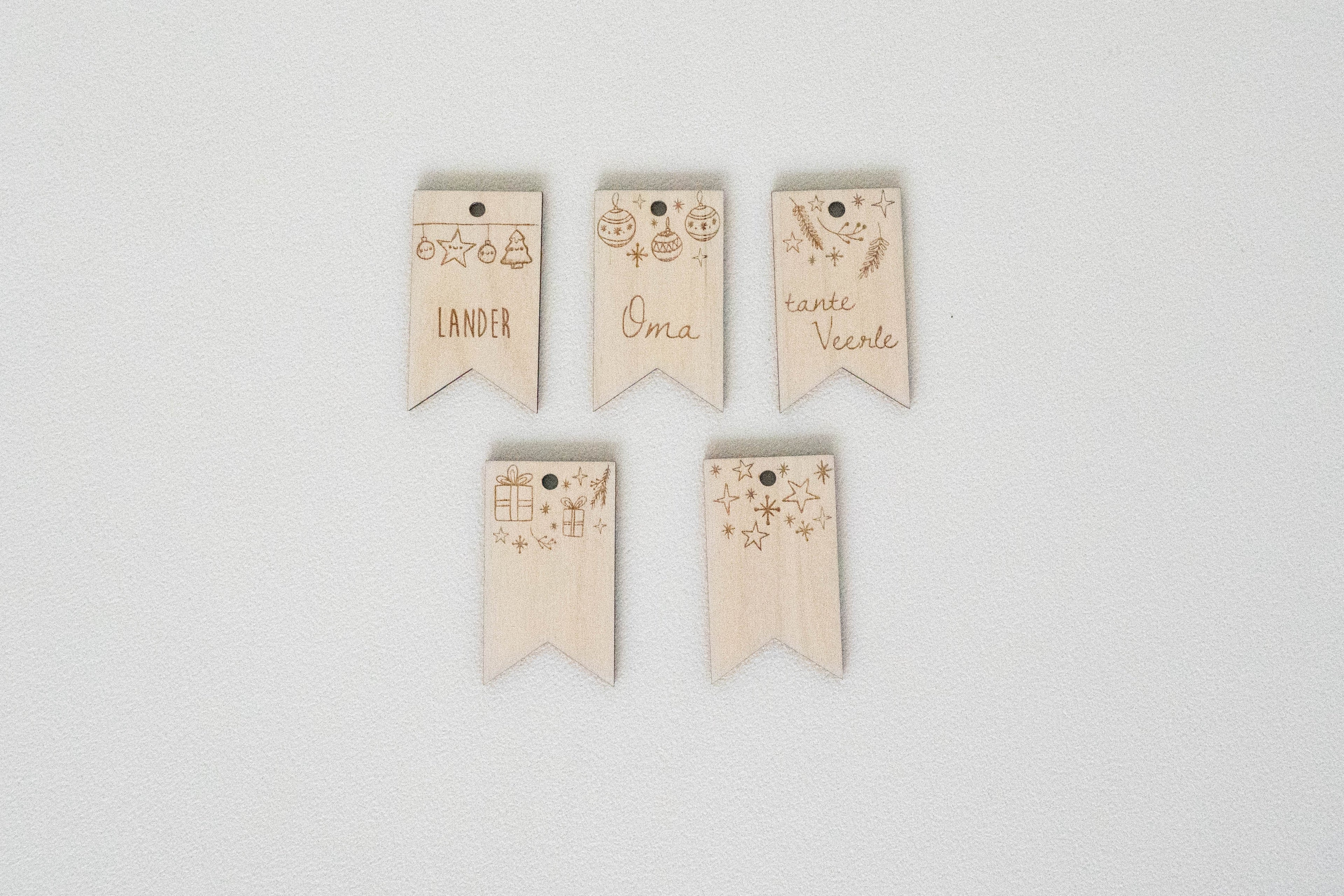 Cadeaulabels hout, set van 5