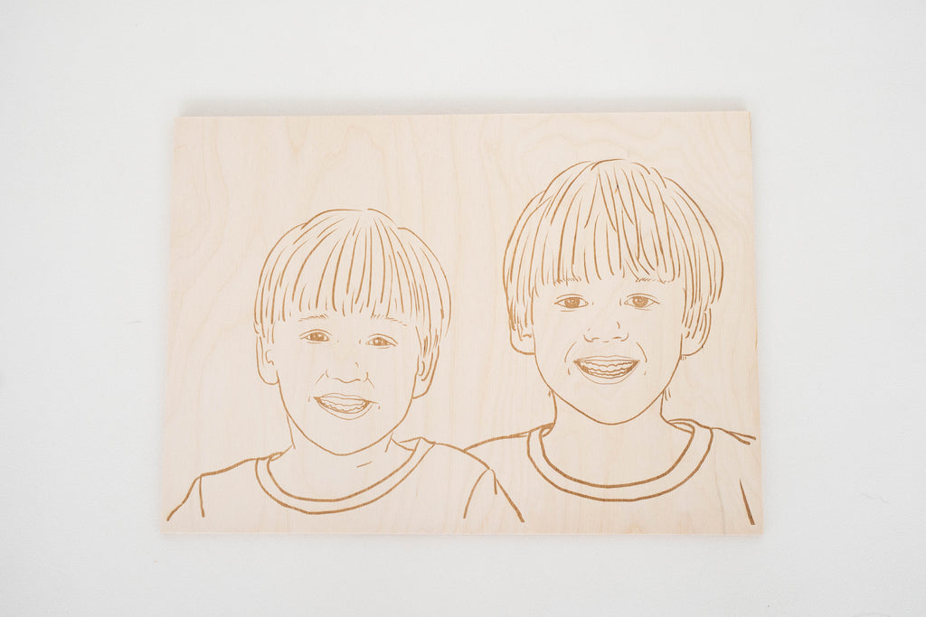 Lijnportret op hout A3 (29,7x42cm), 6mm dik