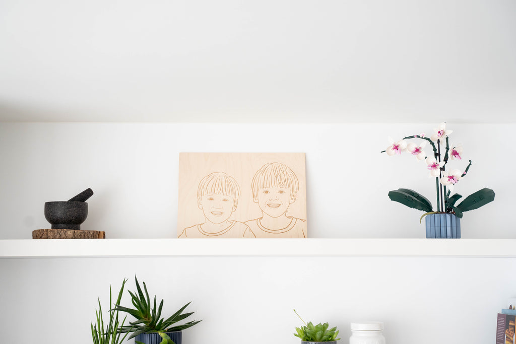 Lijnportret op hout A3 (29,7x42cm), 6mm dik